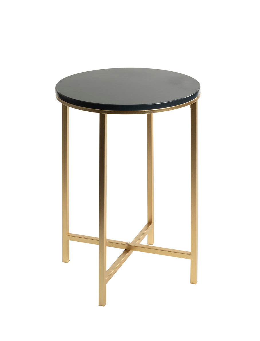 HAKU Möbel Beistelltisch aus Metall X-Gestell 39 x 53 cm in Anthrazit, Gold