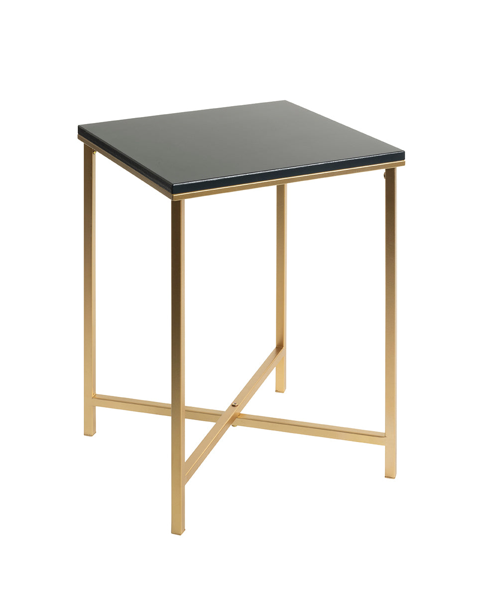 HAKU Möbel Beistelltisch aus Metall X-Gestell 39 x 39 x 55 cm in Anthrazit, Gold