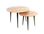 HAKU Möbel Beistelltisch aus Massivholz Schweizer Kante in Braun H 41-46 cm Ø 50-65 cm, Ø 65 cm, H 46 cm