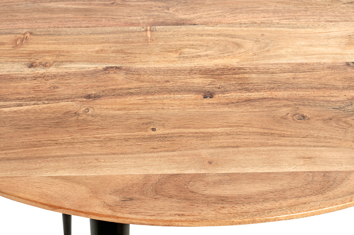 HAKU Möbel Beistelltisch aus Massivholz Schweizer Kante in Braun H 41-46 cm Ø 50-65 cm, Ø 50 cm, H 41 cm