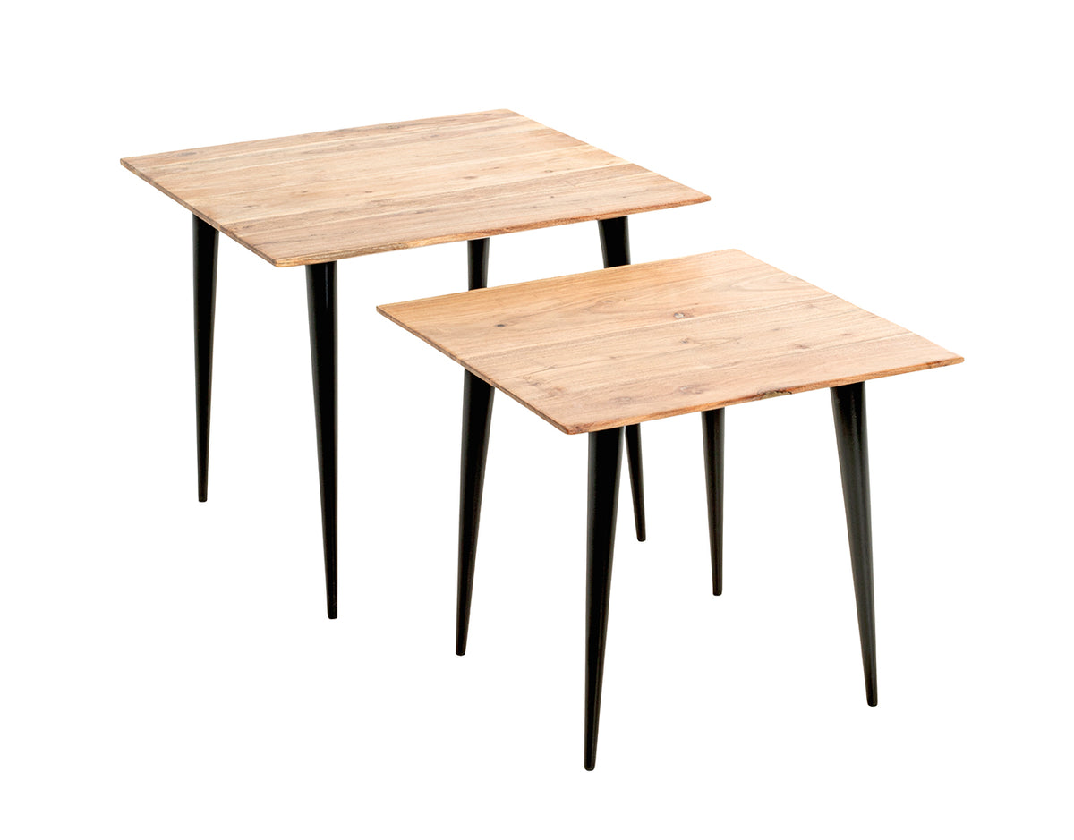 HAKU Möbel Beistelltisch aus Massivholz Schweizer Kante in Braun B 46-55 cm H 41-46 cm, 55 x 55 cm, H 46 cm