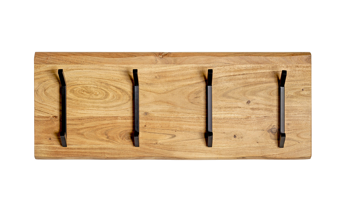 HAKU Möbel Wandgarderobe aus Massivholz Baumkante in Braun B 90 cm H 15-36 cm, 90 x 12 cm, H 36 cm