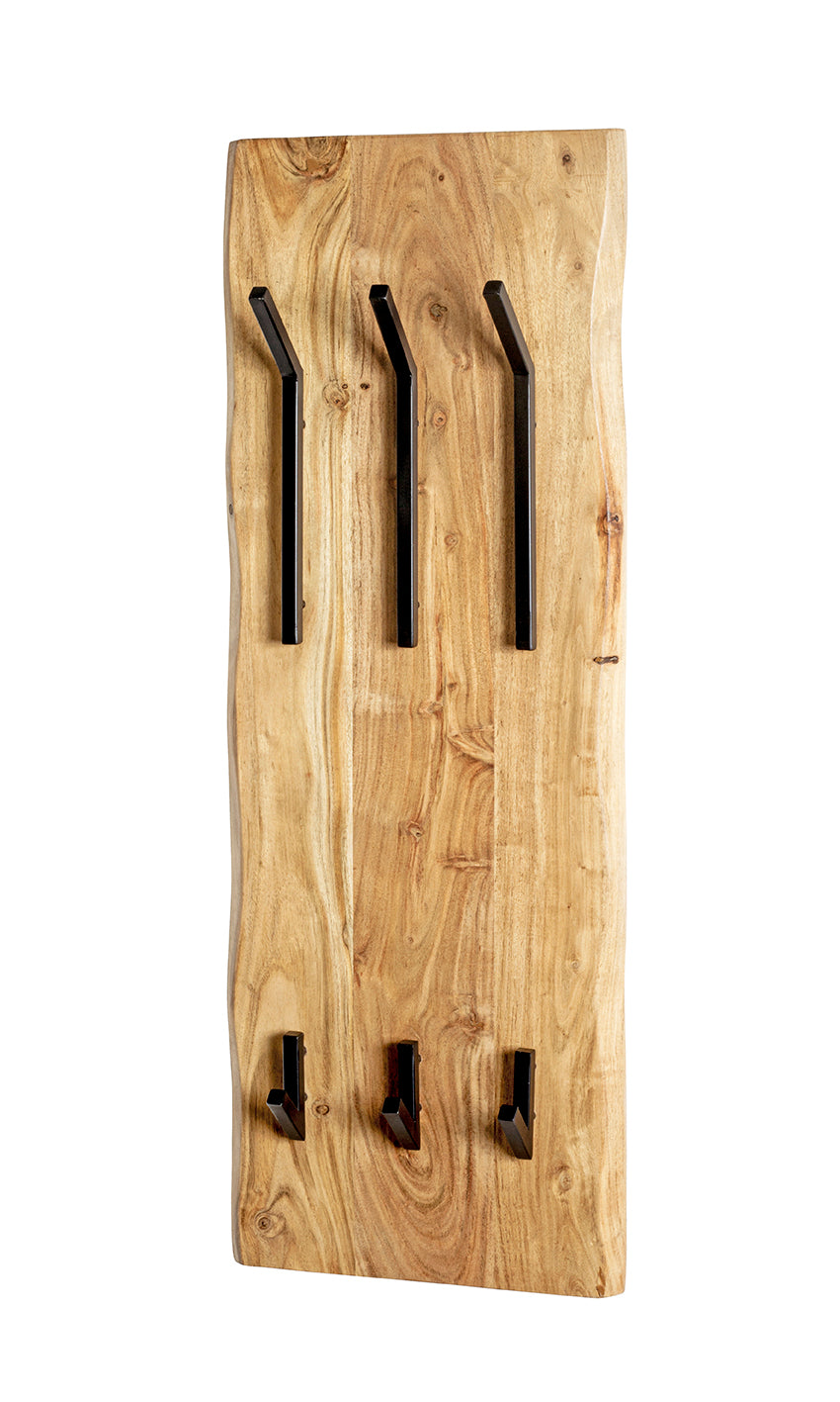 HAKU Möbel Wandgarderobe aus Massivholz Baumkante in Braun 36 x 12 x 100 cm