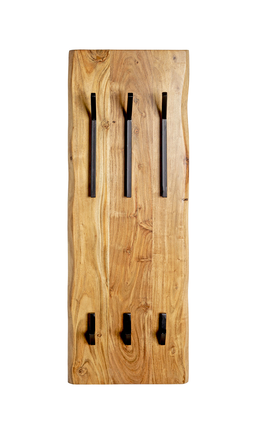 HAKU Möbel Wandgarderobe aus Massivholz Baumkante in Braun 36 x 12 x 100 cm