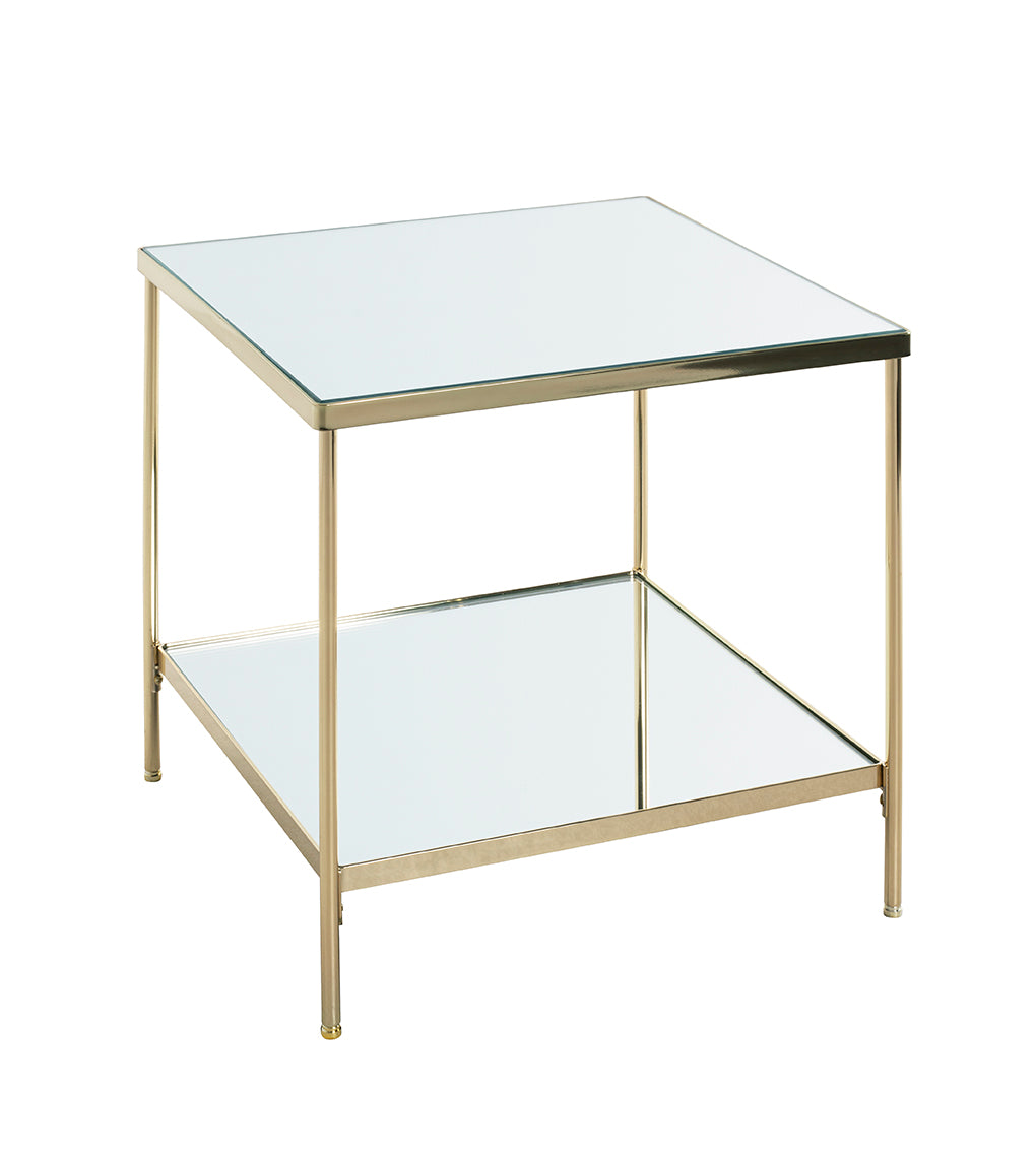 HAKU Möbel Beistelltisch aus Metall mit Spiegel 45 x 45 x 46 cm in Vermessingt