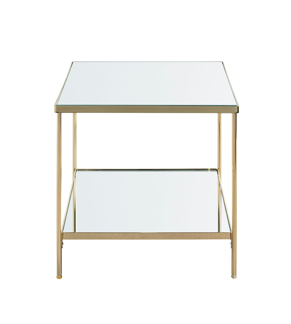 HAKU Möbel Beistelltisch aus Metall mit Spiegel 45 x 45 x 46 cm in Vermessingt