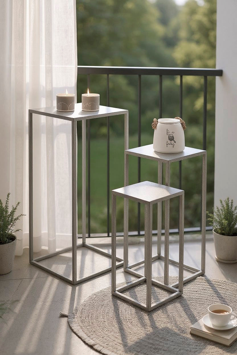 HAKU Möbel Blumensäule aus Metall in Grau