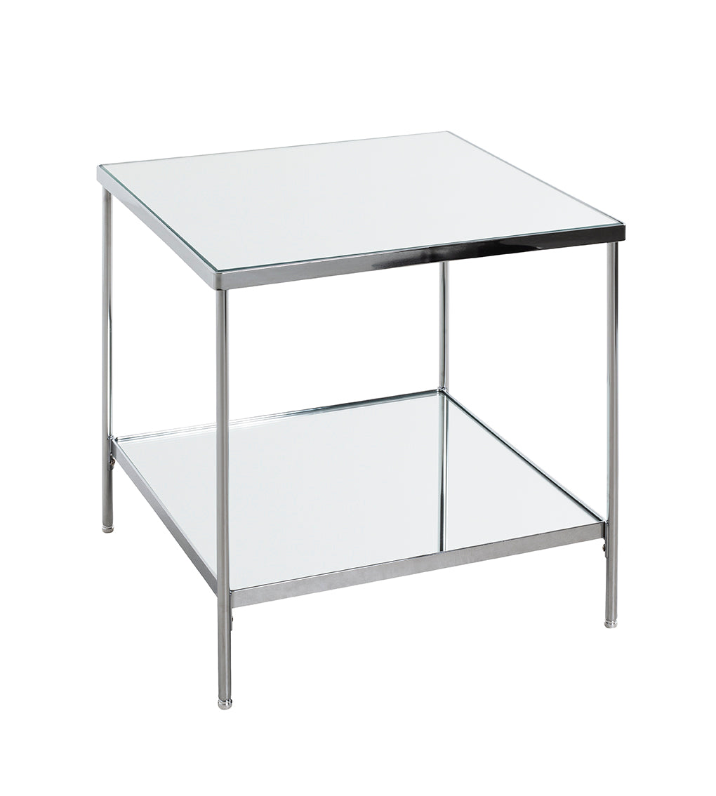HAKU Möbel Beistelltisch aus Metall mit Spiegel 45 x 45 x 46 cm in Chrom
