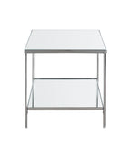 HAKU Möbel Beistelltisch aus Metall mit Spiegel 45 x 45 x 46 cm in Chrom