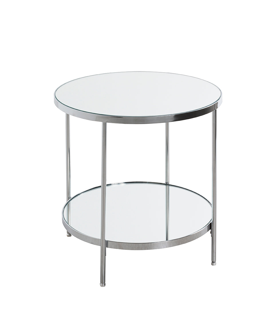 HAKU Möbel Beistelltisch aus Metall mit Spiegel in Silber 44 x 46 cm