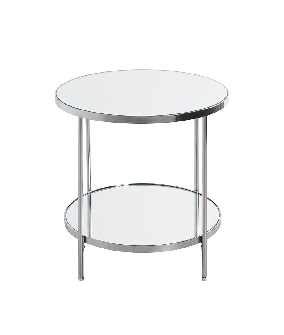 HAKU Möbel Beistelltisch aus Metall mit Spiegel in Silber 44 x 46 cm