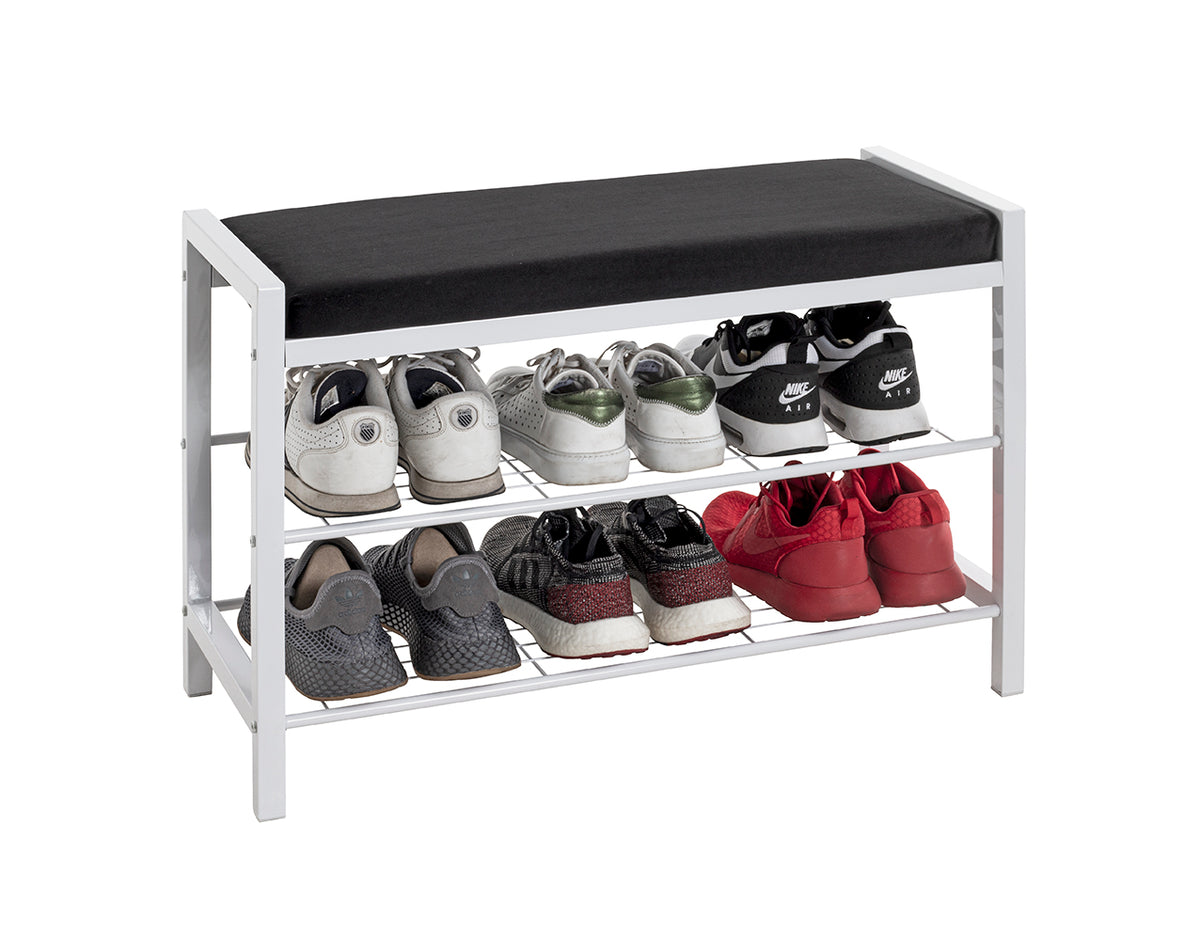 HAKU Möbel Schuhbank aus Metall gepolstert in Weiss