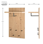 HAKU Möbel Wandgarderobe aus MDF kratzbeständig in Braun 48 x 31 x 90 cm