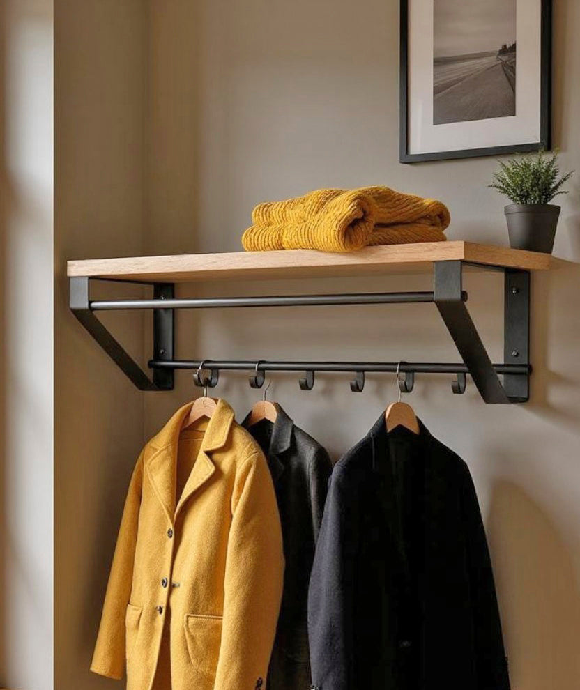 HAKU Möbel Wandgarderobe aus MDF kratzbeständig in Braun 70 x 30 x 23 cm