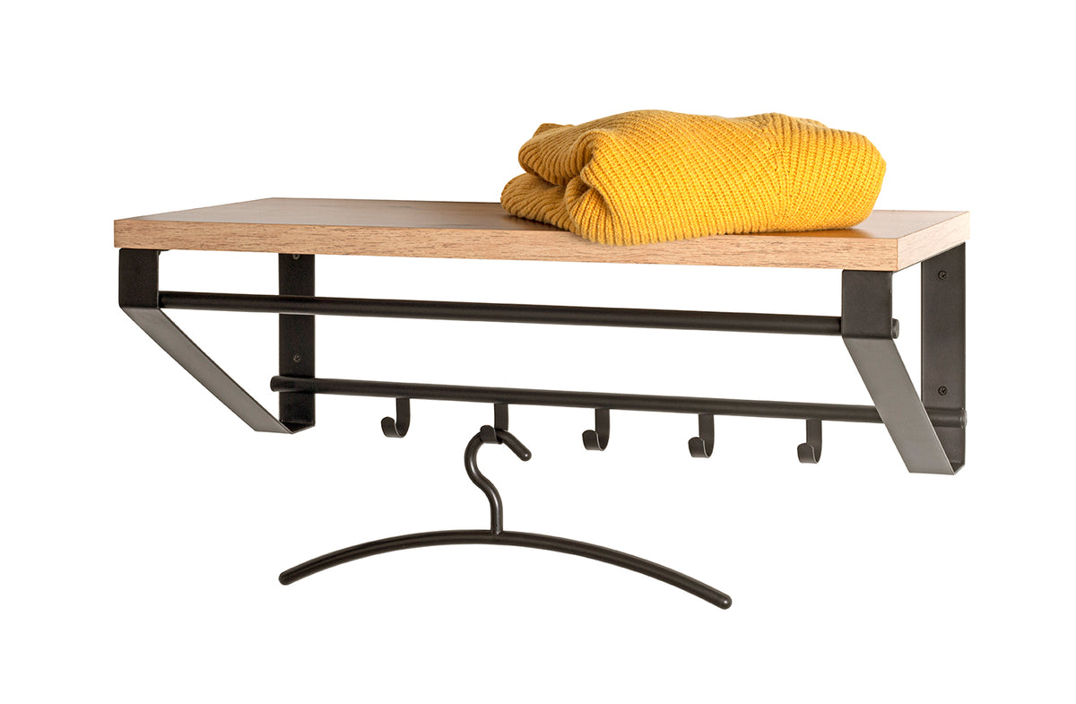 HAKU Möbel Wandgarderobe aus MDF kratzbeständig in Braun 70 x 30 x 23 cm
