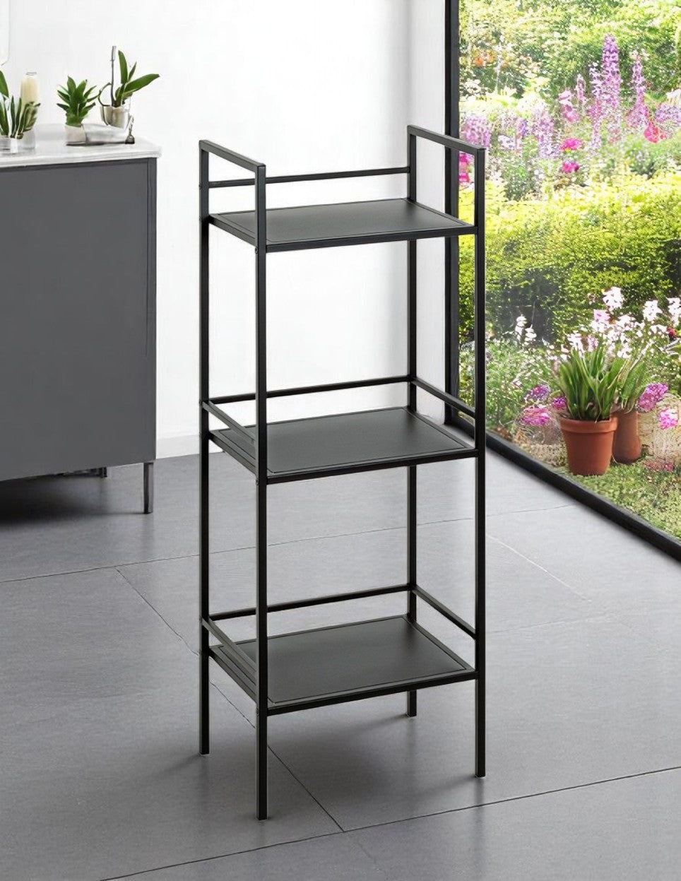 HAKU Möbel Regal aus Metall in Schwarz B 35-40 cm H 95-128 cm, 35 x 25 cm, H 95 cm