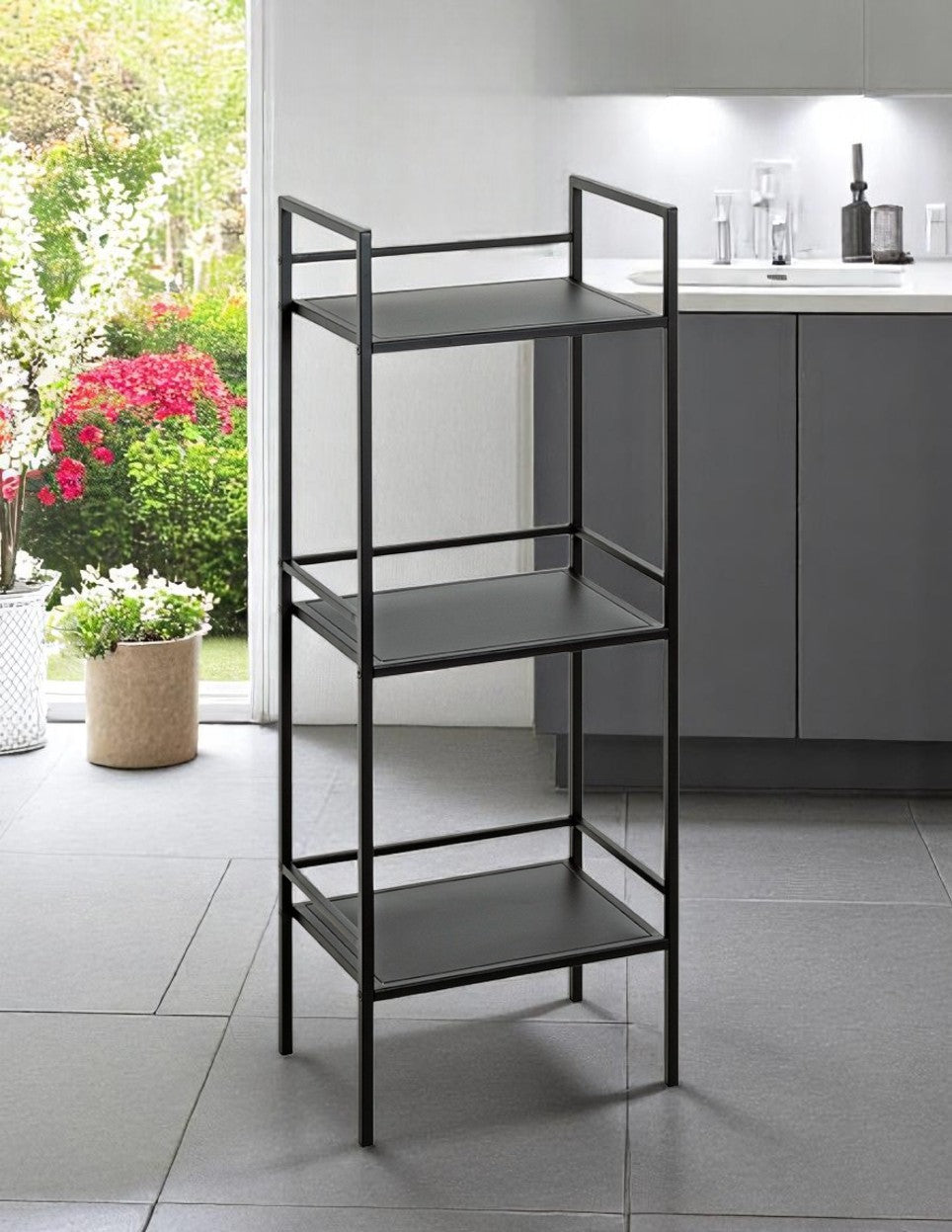 HAKU Möbel Regal aus Metall in Schwarz B 35-40 cm H 95-128 cm, 35 x 25 cm, H 95 cm