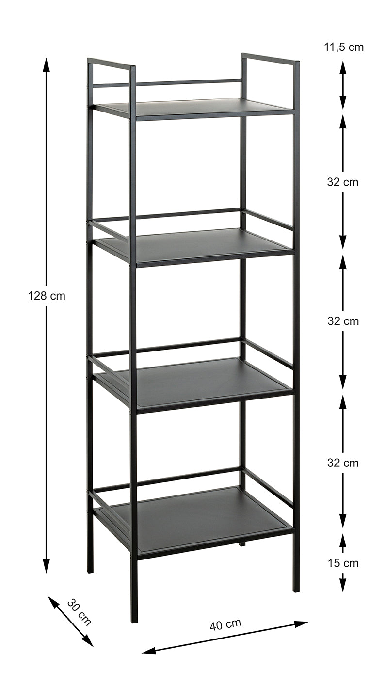 HAKU Möbel Regal aus Metall in Schwarz B 35-40 cm H 95-128 cm, 40 x 30 cm, H 128 cm