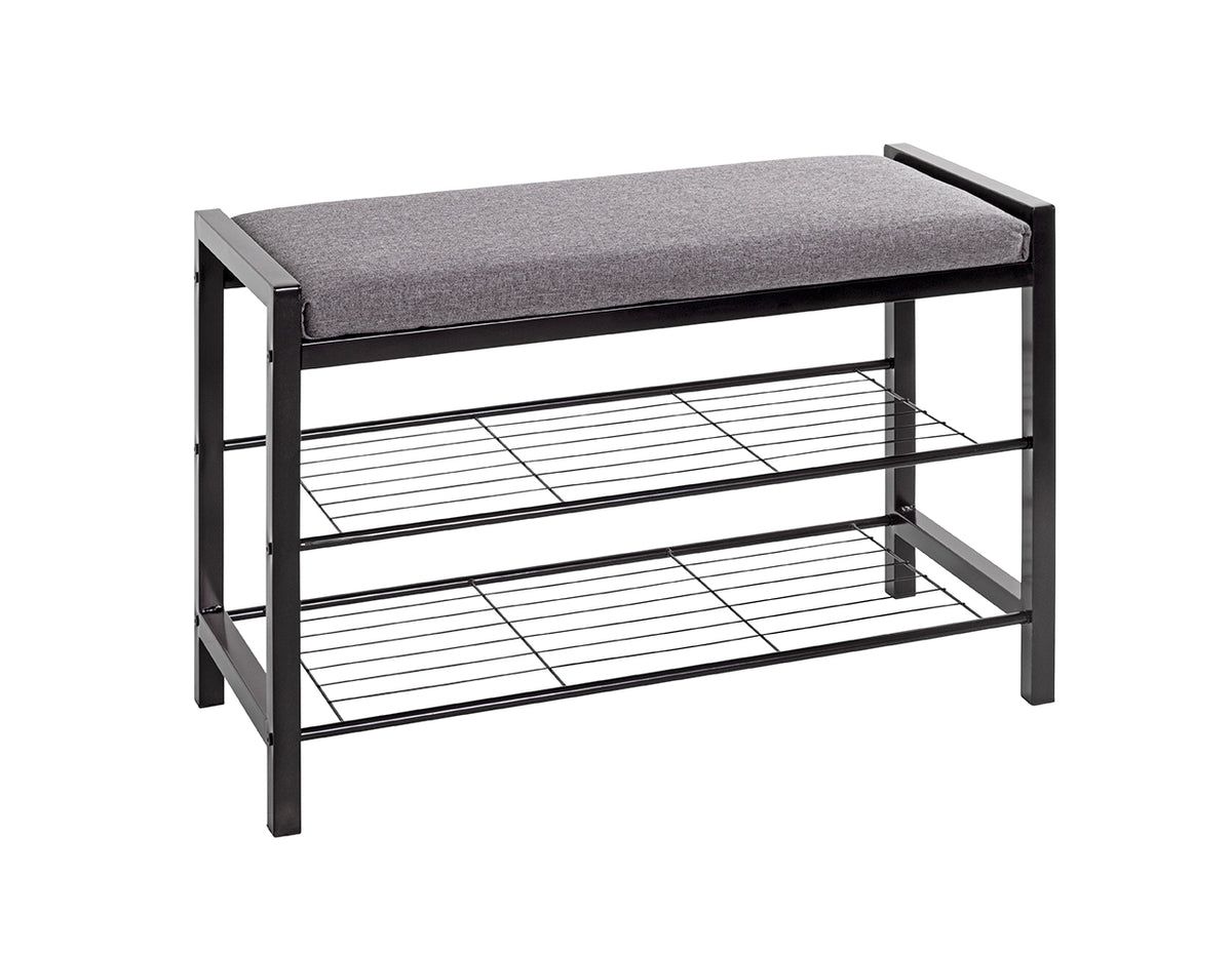 HAKU Möbel Schuhbank aus Metall gepolstert in Schwarz 75 x 32 x 50 cm