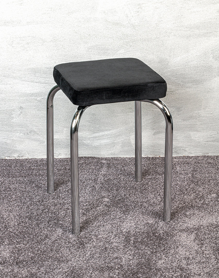 HAKU Möbel Stapelhocker aus Textil gepolstert 34 x 34 x 49 cm in Chrom, Schwarz