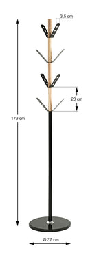 HAKU Möbel Garderobenständer aus Metall mit Marmor 37 x 179 cm in Natur, Schwarz