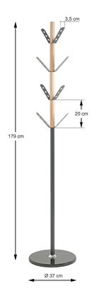 HAKU Möbel Garderobenständer aus Metall mit Marmor 37 x 179 cm in Anthrazit, Natur