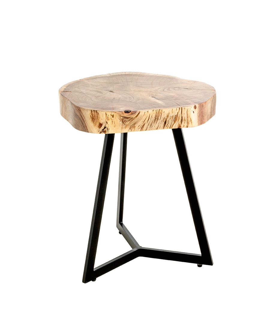 HAKU Möbel Beistelltisch aus Massivholz Motiv Baumscheibe in Braun 45 x 50 cm