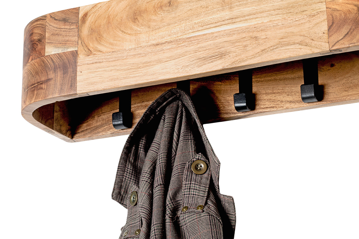HAKU Möbel Wandgarderobe aus Massivholz in Braun B 60-100 cm H 13 cm, 60 x 20 cm, H 13 cm