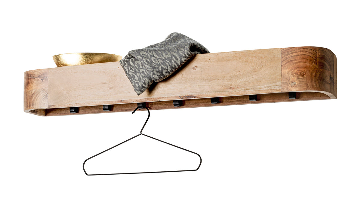 HAKU Möbel Wandgarderobe aus Massivholz in Braun B 60-100 cm H 13 cm, 100 x 20 cm, H 13 cm