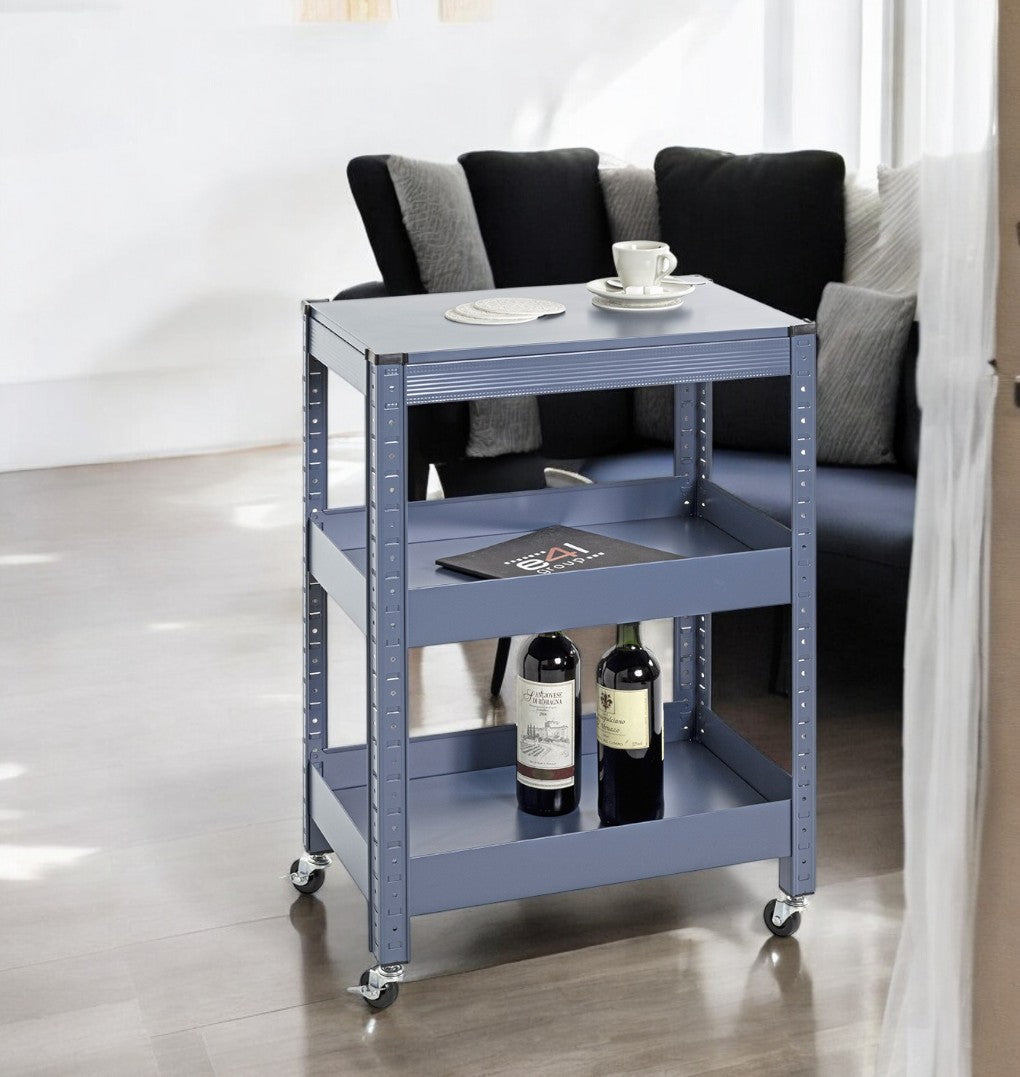HAKU Möbel Servierwagen aus Metall 50 x 32 x 75 cm in Blau