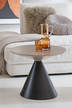 HAKU Möbel Beistelltisch aus Metall Säulenfuss in Beige, Ø 60 cm, H 47 cm