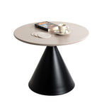 HAKU Möbel Beistelltisch aus Metall Säulenfuss in Beige, Ø 60 cm, H 47 cm