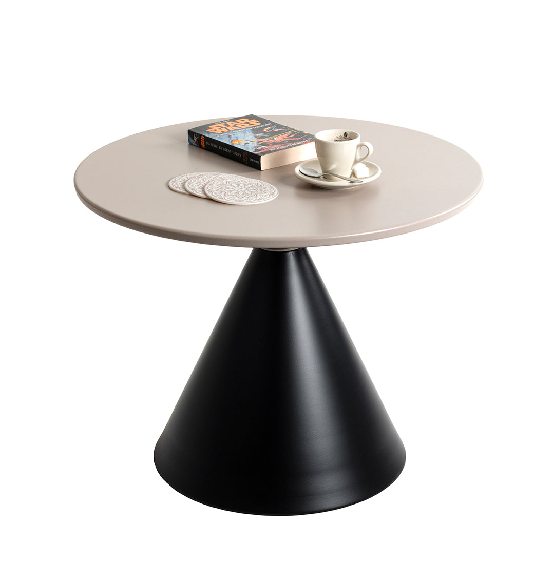 HAKU Möbel Beistelltisch aus Metall Säulenfuss in Beige, Ø 60 cm, H 47 cm