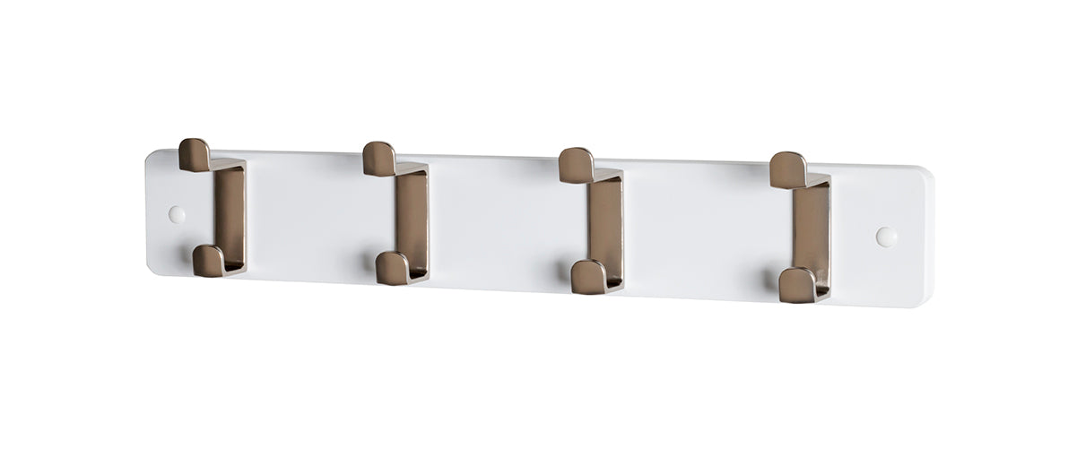 HAKU Möbel Garderobenleiste aus MDF B 45-55 cm H 7 cm, 45 x 6 cm, H 7 cm in Edelstahloptik, Weiss