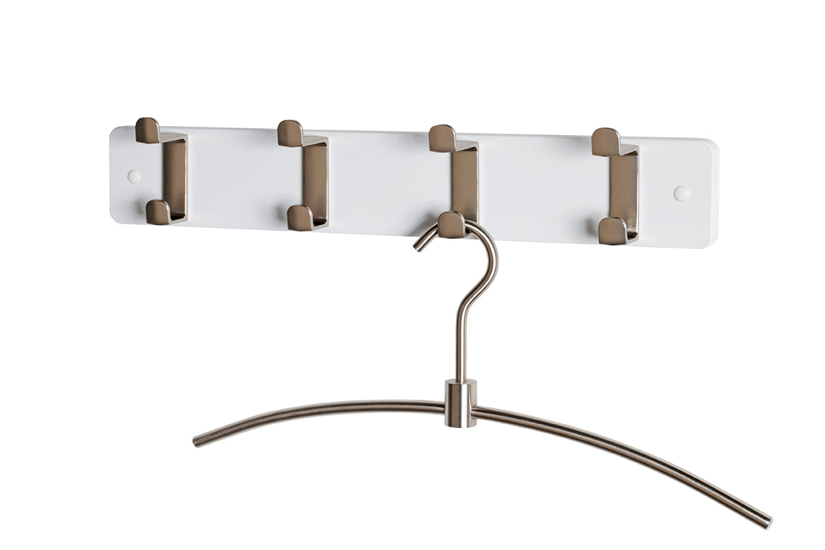 HAKU Möbel Garderobenleiste aus MDF B 45-55 cm H 7 cm, 45 x 6 cm, H 7 cm in Edelstahloptik, Weiss