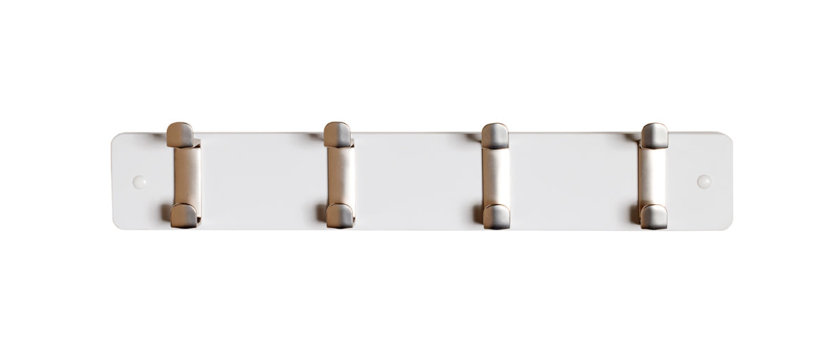 HAKU Möbel Garderobenleiste aus MDF B 45-55 cm H 7 cm, 45 x 6 cm, H 7 cm in Edelstahloptik, Weiss