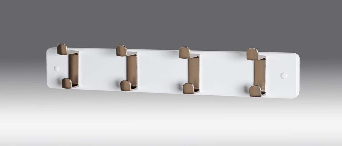 HAKU Möbel Garderobenleiste aus MDF B 45-55 cm H 7 cm, 45 x 6 cm, H 7 cm in Edelstahloptik, Weiss