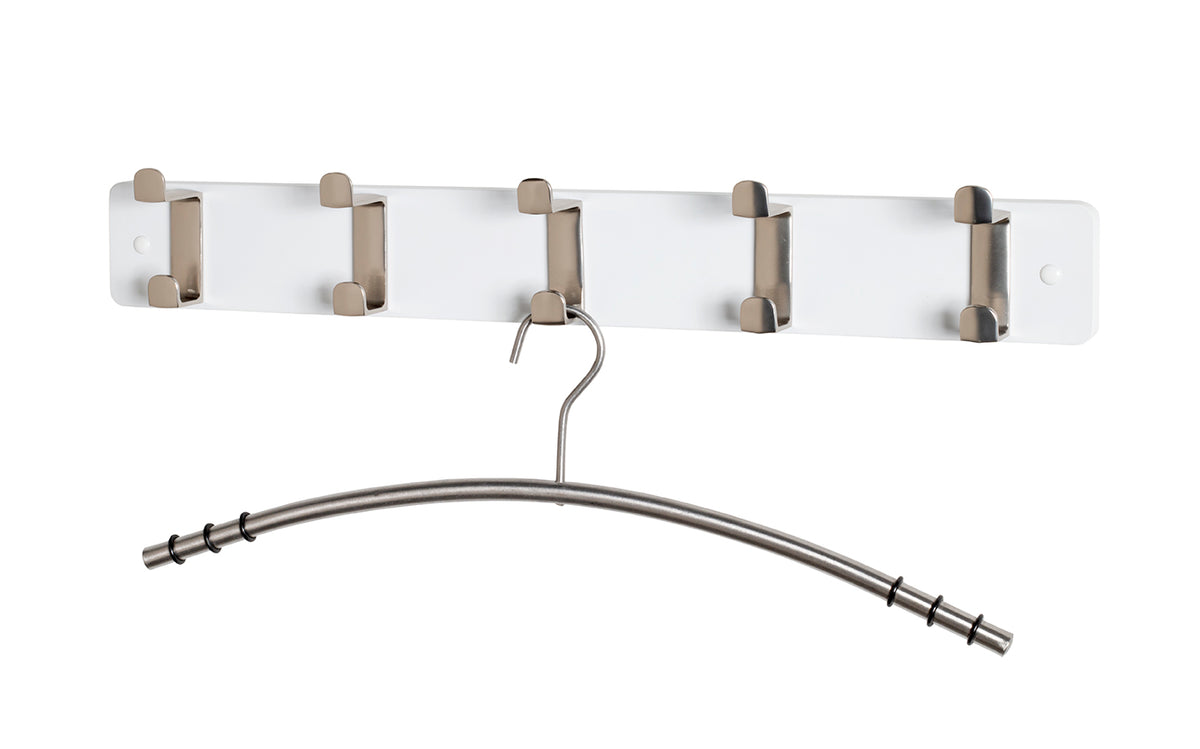 HAKU Möbel Garderobenleiste aus MDF B 45-55 cm H 7 cm, 55 x 6 cm, H 7 cm in Edelstahloptik, Weiss