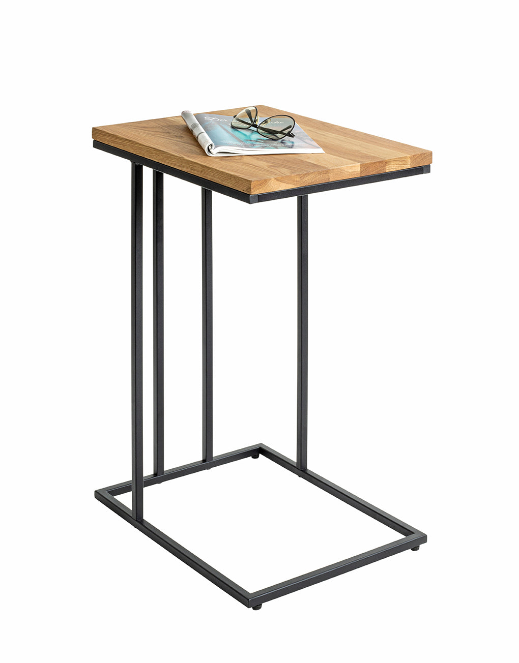 HAKU Möbel Beistelltisch aus Massivholz C-Gestell in Braun 35 x 46 x 68 cm