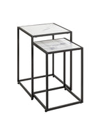 HAKU Möbel Beistelltisch aus Kunstmarmor Füsse höhenverstellbar in Schwarz, Weiss
