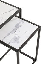 HAKU Möbel Beistelltisch aus Kunstmarmor Füsse höhenverstellbar in Schwarz, Weiss