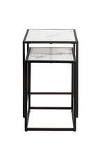 HAKU Möbel Beistelltisch aus Kunstmarmor Füsse höhenverstellbar in Schwarz, Weiss