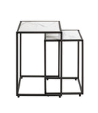 HAKU Möbel Beistelltisch aus Kunstmarmor Füsse höhenverstellbar in Schwarz, Weiss