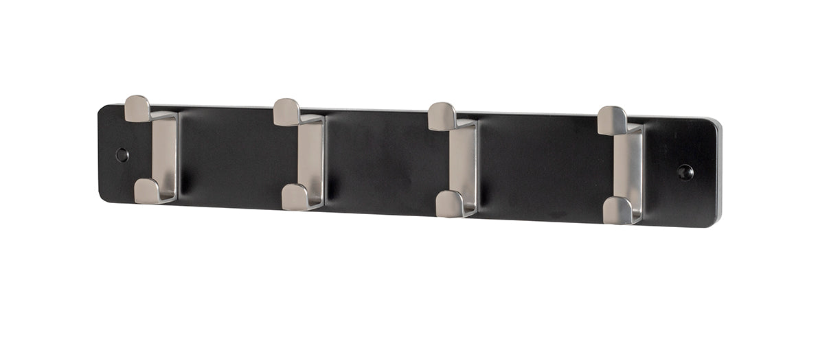 HAKU Möbel Garderobenleiste aus MDF B 45-55 cm H 7 cm, 45 x 6 cm, H 7 cm in Edelstahloptik, Schwarz