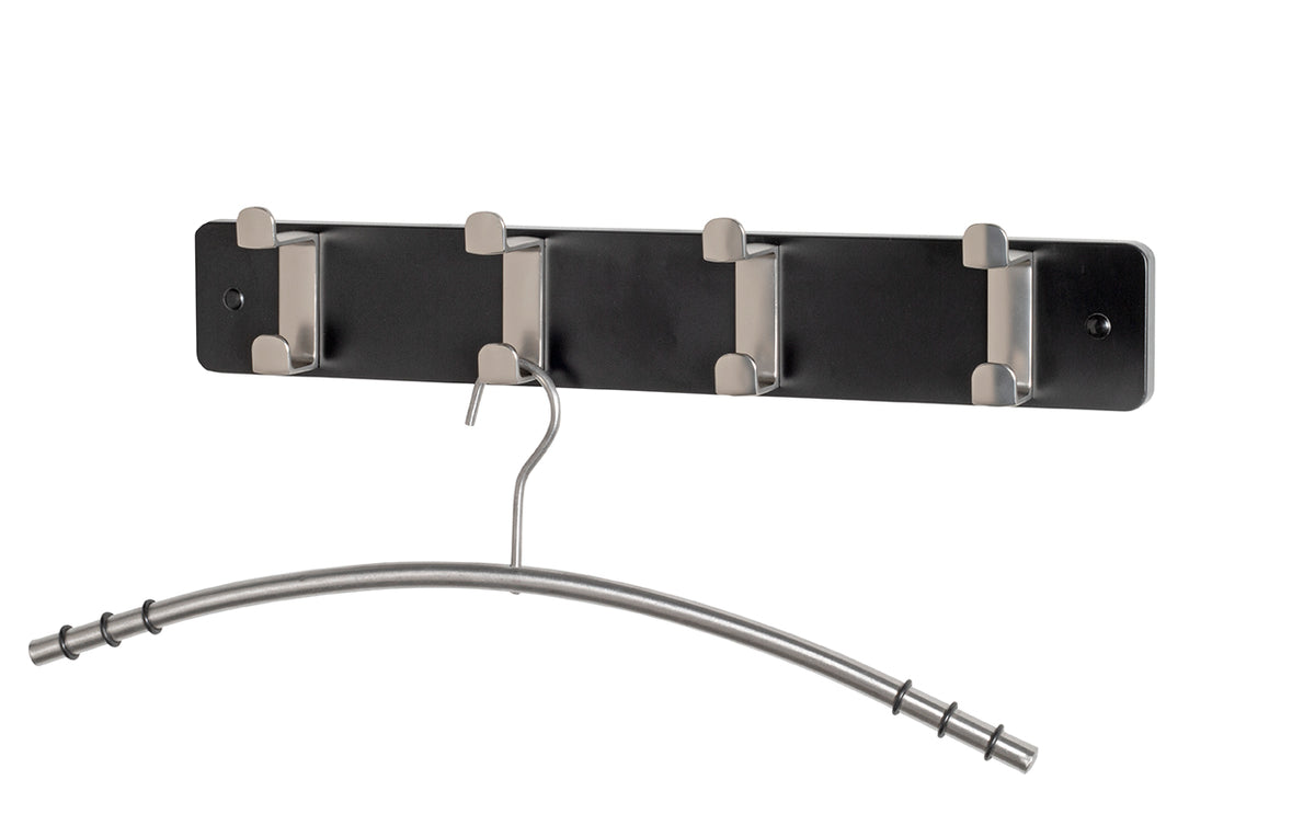 HAKU Möbel Garderobenleiste aus MDF B 45-55 cm H 7 cm, 45 x 6 cm, H 7 cm in Edelstahloptik, Schwarz