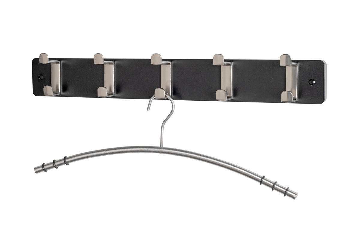 HAKU Möbel Garderobenleiste aus MDF B 45-55 cm H 7 cm, 55 x 6 cm, H 7 cm in Edelstahloptik, Schwarz