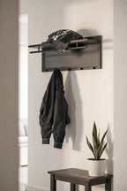 HAKU Möbel Wandgarderobe aus Metall 75 x 26 x 30 cm in Schwarz