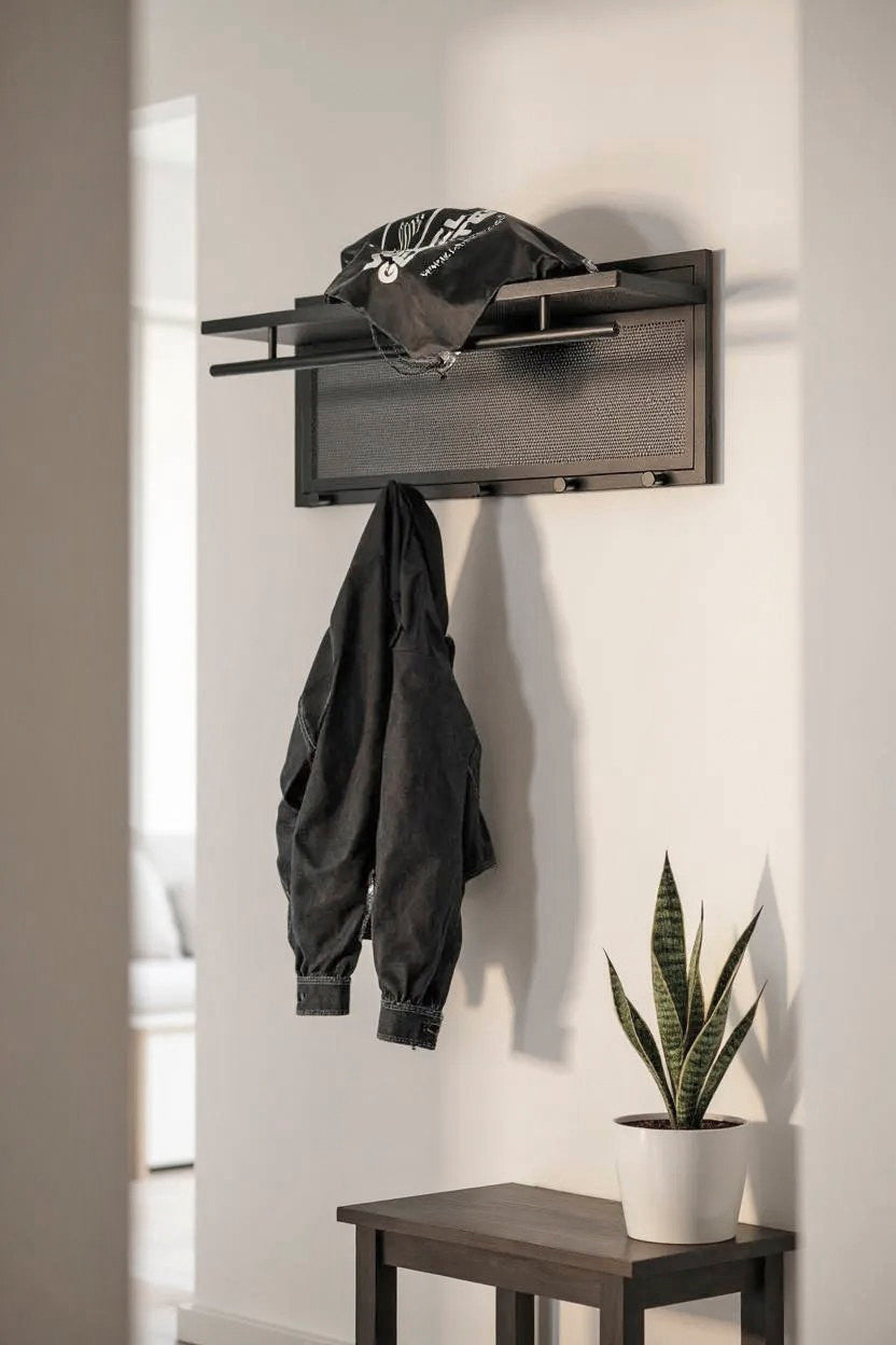 HAKU Möbel Wandgarderobe aus Metall 75 x 26 x 30 cm in Schwarz