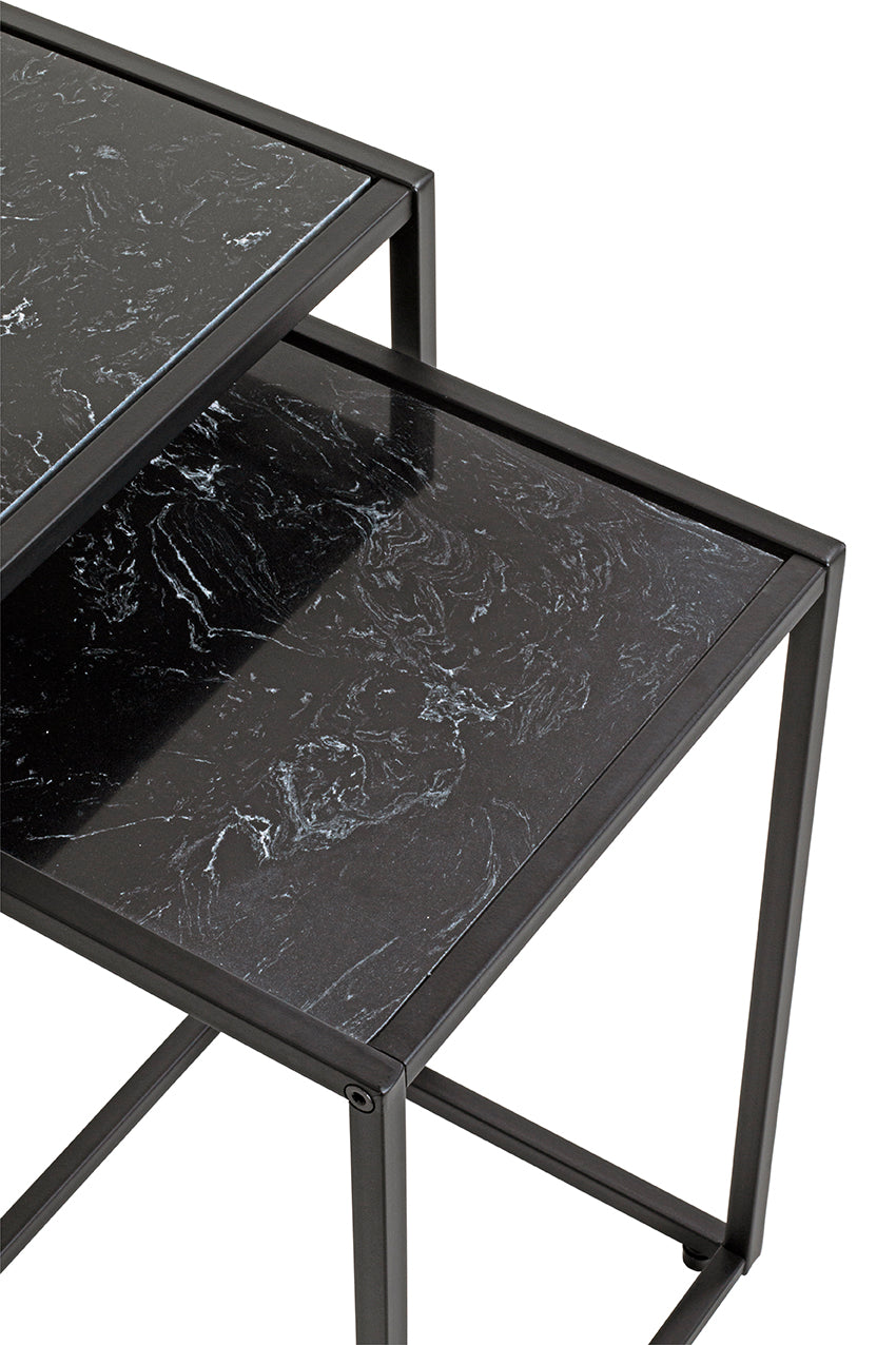 HAKU Möbel Beistelltisch aus Kunstmarmor Füsse höhenverstellbar in Schwarz