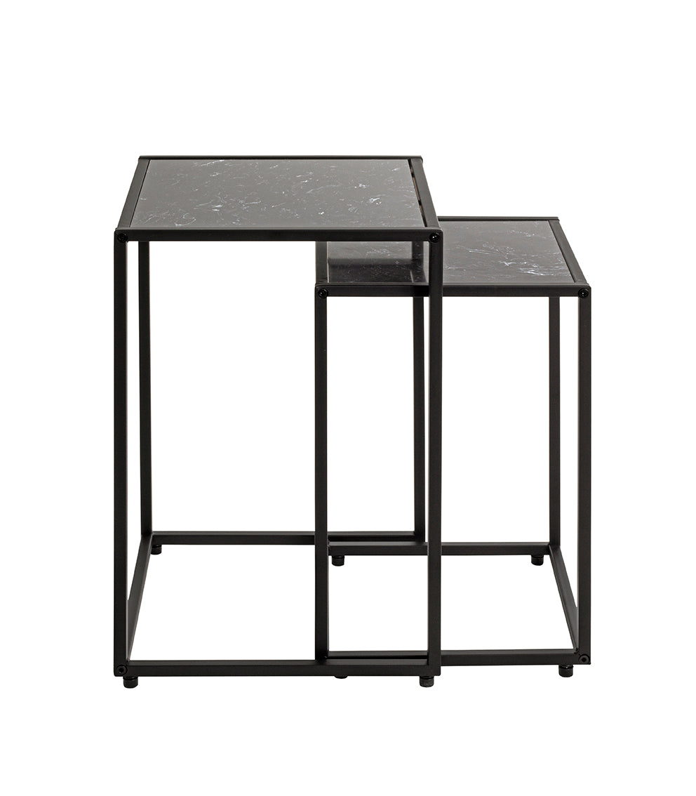HAKU Möbel Beistelltisch aus Kunstmarmor Füsse höhenverstellbar in Schwarz